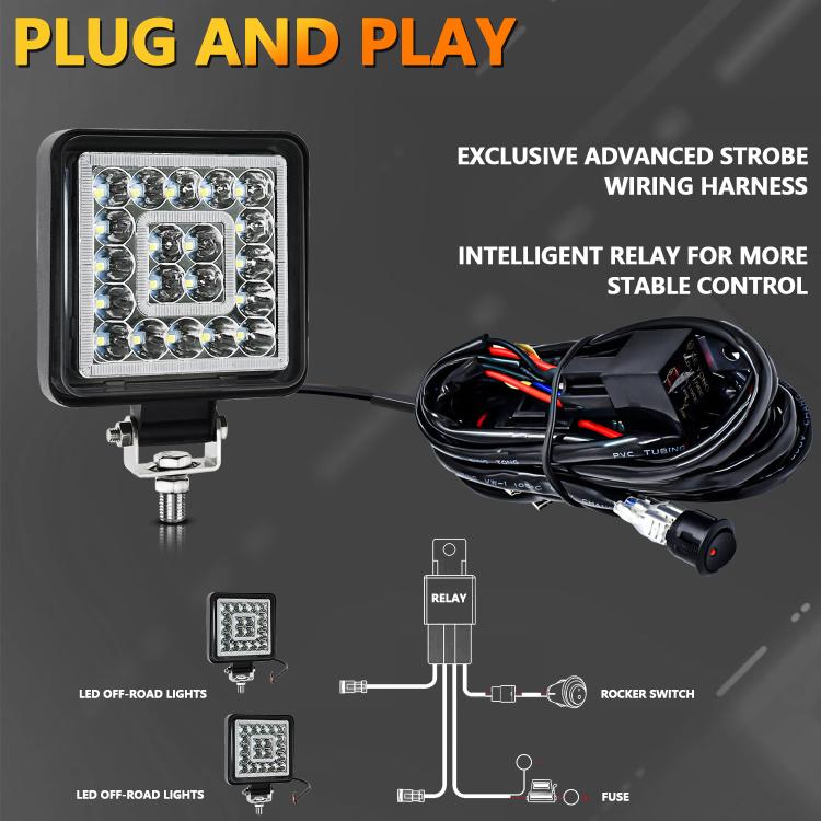 4 Inch Square Mixed Light Double-Circle Angel Eye Work Light(E10 1pair) - Work Lights by PMc TechLife | Online Shopping South Africa | PMc TechLife | Buy Now Pay Later Mobicred