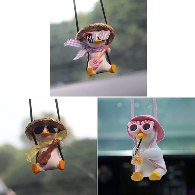 Car Cartoon Duck Rear View Mirror Interior Pendant(Pink Guitar Duck) - Ornaments by PMC Jewellery | Online Shopping South Africa | PMC Jewellery | Buy Now Pay Later Mobicred