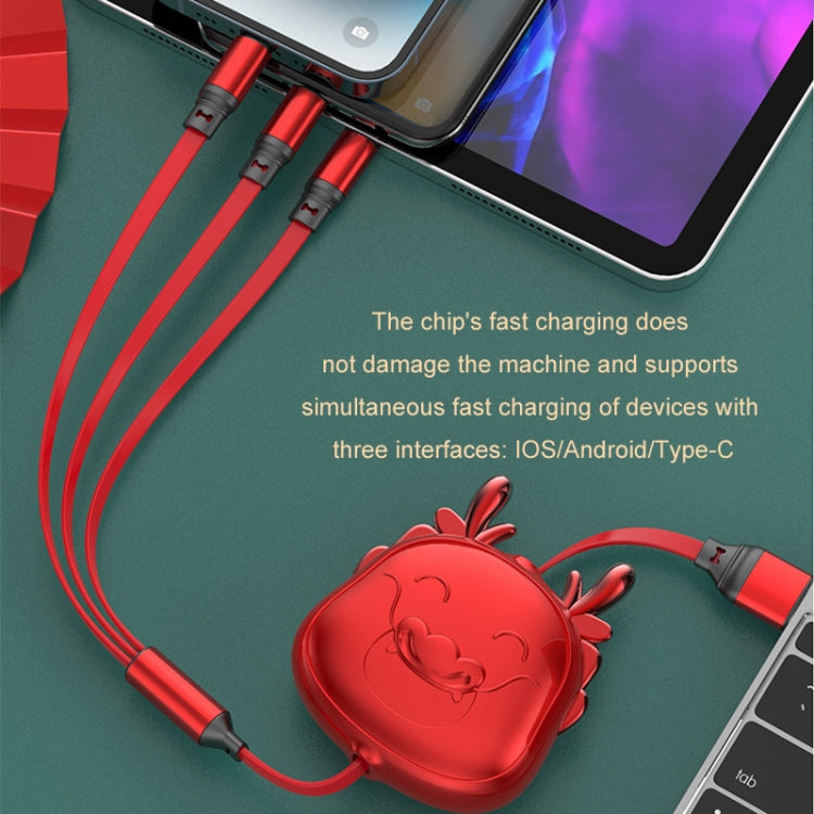 1.2m 3 in 1 Type-C / 8 Pin / Micro USB Super Fast Charging Retractable Mobile Phone Charging Data Cable - Multifunction Cable by PMC Jewellery | Online Shopping South Africa | PMC Jewellery | Buy Now Pay Later Mobicred