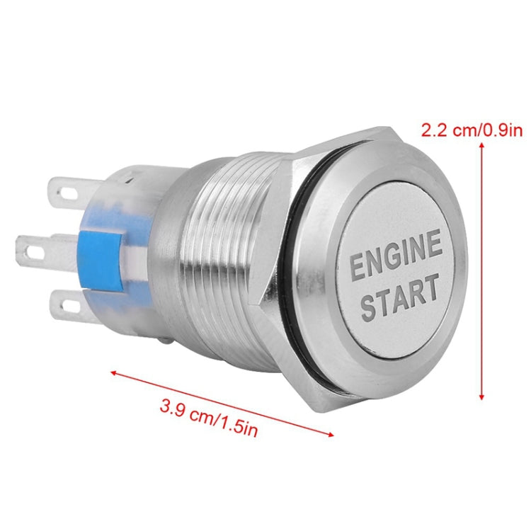 19MM Car Modification One-Button Start Switch Waterproof LED Metal Button(Silver) - Car Switches by PMC Jewellery | Online Shopping South Africa | PMC Jewellery