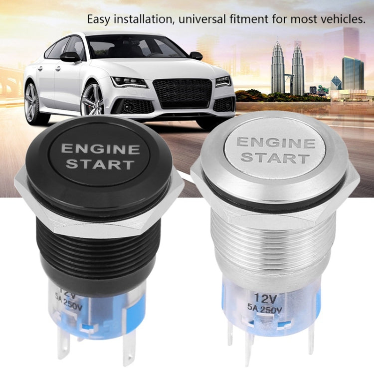 19MM Car Modification One-Button Start Switch Waterproof LED Metal Button(Silver) - Car Switches by PMC TechLife | Online Shopping South Africa | PMC TechLife | Buy Now Pay Later Mobicred