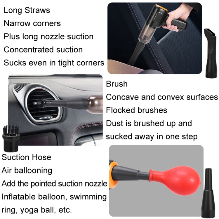 Car Vacuum Cleaner Large Suction Power Wireless Pump Inflatable Blower Handheld Small Vacuum Cleaner, Style: Brush 200W+2 Filters+Storage Bag (Black) - Vacuum Cleaner by PMC Jewellery | Online Shopping South Africa | PMC Jewellery | Buy Now Pay Later Mobicred