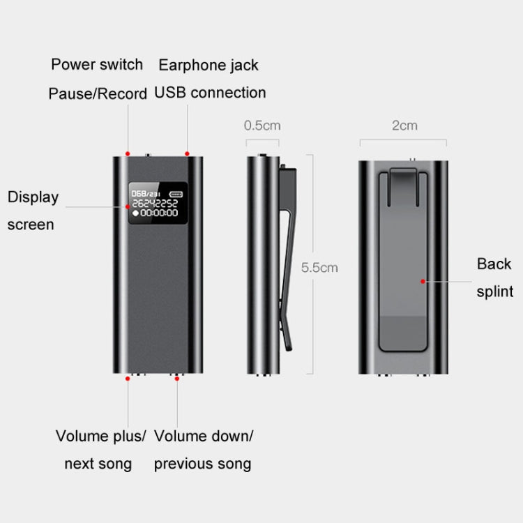 Q25 Intelligent Voice Recorder With Screen HD Noise Canceling Back Clip Voice Reporter, Size: 32GB(Black) - Recording Pen by PMC Jewellery | Online Shopping South Africa | PMC Jewellery | Buy Now Pay Later Mobicred