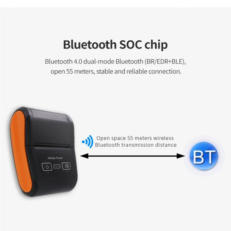 58mm Portable Logistics Takeaway Receipt Bluetooth Thermal Printer(EU Plug) - Printer by PMC TechLife | Online Shopping South Africa | PMC TechLife | Buy Now Pay Later Mobicred