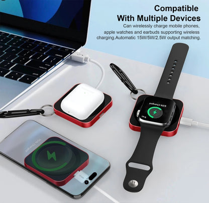 15W 3 In 1 Magnetic Wireless Charger For IWatch Mobile Phone Airpods(Red) - Wireless Charger by PMC Jewellery | Online Shopping South Africa | PMC Jewellery