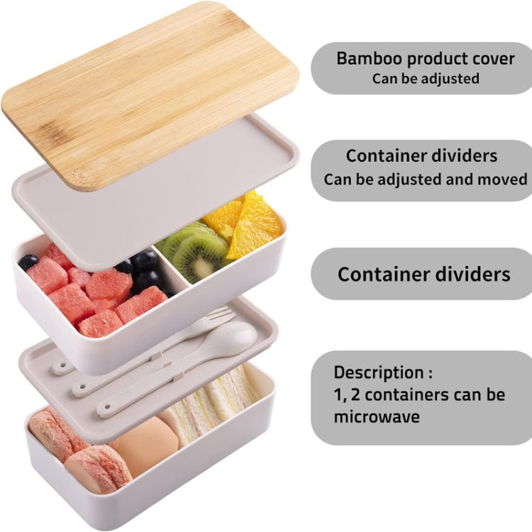 1200ml Portable Compartment Insulated Double Layer Lunch Box Microwavable Plastic Food Container, Color: With Insulation Bag White - Cutlery Sets by PMC TechLife | Online Shopping South Africa | PMC TechLife