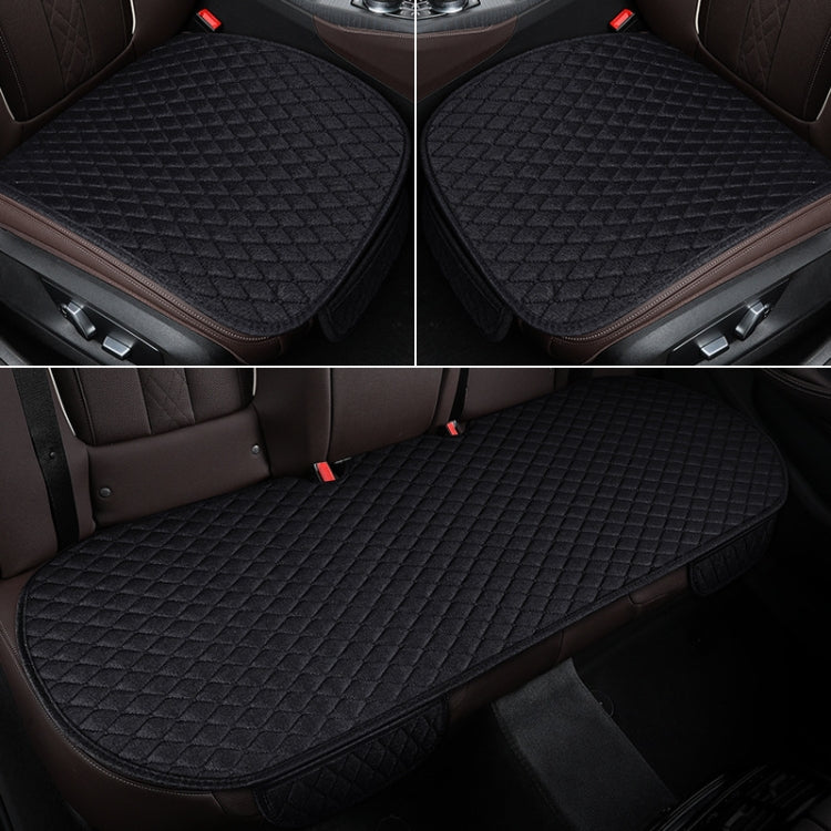 Non-Slip Rhombus Imitation Linen Car Seat Cushion, Color: Black Front Row - Seat Accessories by PMC Jewellery | Online Shopping South Africa | PMC Jewellery | Buy Now Pay Later Mobicred