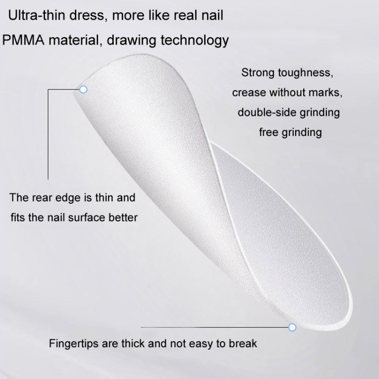 10pairs Of 100pcs/Box Frosted False Nails Artificial Tip, Shape: Long Ellipse XS - free shipping - PMC Jewellery - Order now!