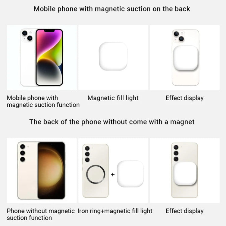 Mini Magnetic Fill Light Rechargeable Tri-Color Temperature Selfie Light - Selfie Light by PMC TechLife | Online Shopping South Africa | PMC TechLife