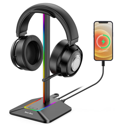 New Bee Dual Output Colorful Headset Display Rack HUB Expansion Headphone Holder, Color: Z8 Black - Headset Stand by PMC Jewellery | Online Shopping South Africa | PMC Jewellery | Buy Now Pay Later Mobicred