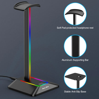 New Bee Dual Output Colorful Headset Display Rack HUB Expansion Headphone Holder, Color: Z8 Black - Headset Stand by PMC Jewellery | Online Shopping South Africa | PMC Jewellery | Buy Now Pay Later Mobicred