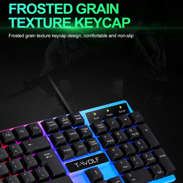 T-WOLF TF230 Colorful Light Effect Game Office Computer Wired Keyboard and Mouse Kit(Black) - Wired Keyboard by T-WOLF | Online Shopping South Africa | PMC Jewellery | Buy Now Pay Later Mobicred