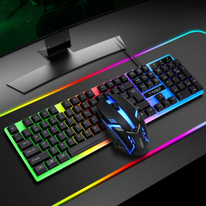 T-WOLF TF230 Colorful Light Effect Game Office Computer Wired Keyboard and Mouse Kit(Black) - Wired Keyboard by T-WOLF | Online Shopping South Africa | PMC Jewellery | Buy Now Pay Later Mobicred