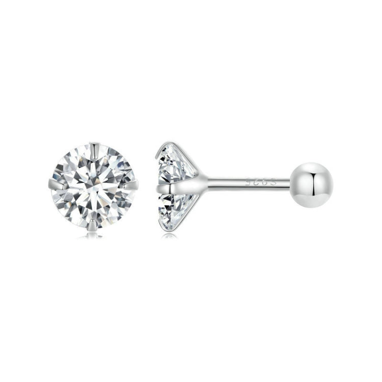 S925 Sterling Silver Platinum Plated Zircon Stud Earrings Jewelry, Color: White Zirconia S - Stud Earrings & Earrings by PMC Jewellery | Online Shopping South Africa | PMC Jewellery