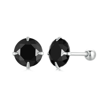 S925 Sterling Silver Platinum Plated Zircon Stud Earrings Jewelry, Color: Black Zircon L - Stud Earrings & Earrings by PMC Jewellery | Online Shopping South Africa | PMC Jewellery