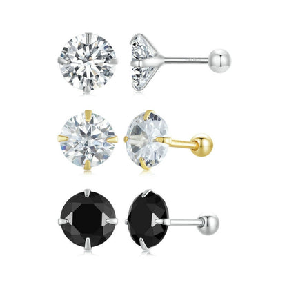 S925 Sterling Silver Platinum Plated Zircon Stud Earrings Jewelry, Color: White Zirconia L - Stud Earrings & Earrings by PMC Jewellery | Online Shopping South Africa | PMC Jewellery