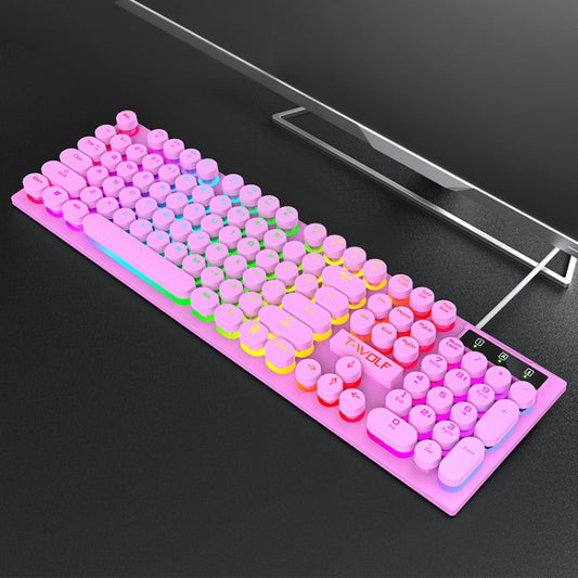 T-WOLF T80 104-Keys RGB Illuminated Office Game Wired Punk Retro Keyboard, Color: Pink - Wired Keyboard by T-WOLF | Online Shopping South Africa | PMC Jewellery | Buy Now Pay Later Mobicred