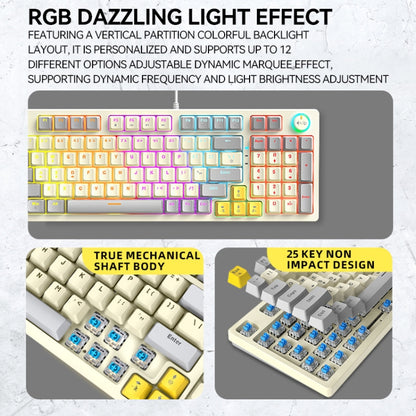 T-WOLF T50 97-keys RGB Luminous Color-Matching Game Mechanical Keyboard with Knob, Color: White B - Wired Keyboard by T-WOLF | Online Shopping South Africa | PMC Jewellery | Buy Now Pay Later Mobicred