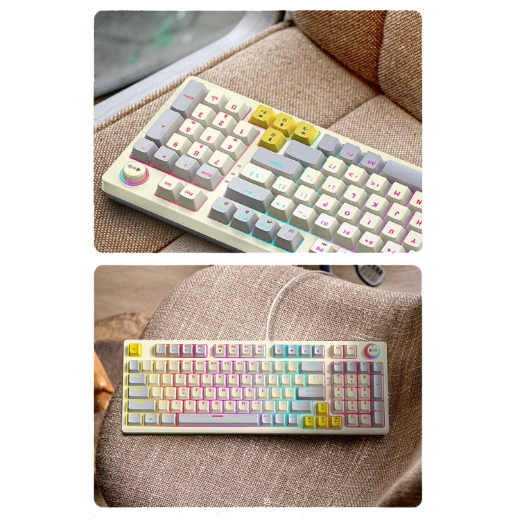 T-WOLF T50 97-keys RGB Luminous Color-Matching Game Mechanical Keyboard with Knob, Color: White A - Wired Keyboard by T-WOLF | Online Shopping South Africa | PMC Jewellery | Buy Now Pay Later Mobicred