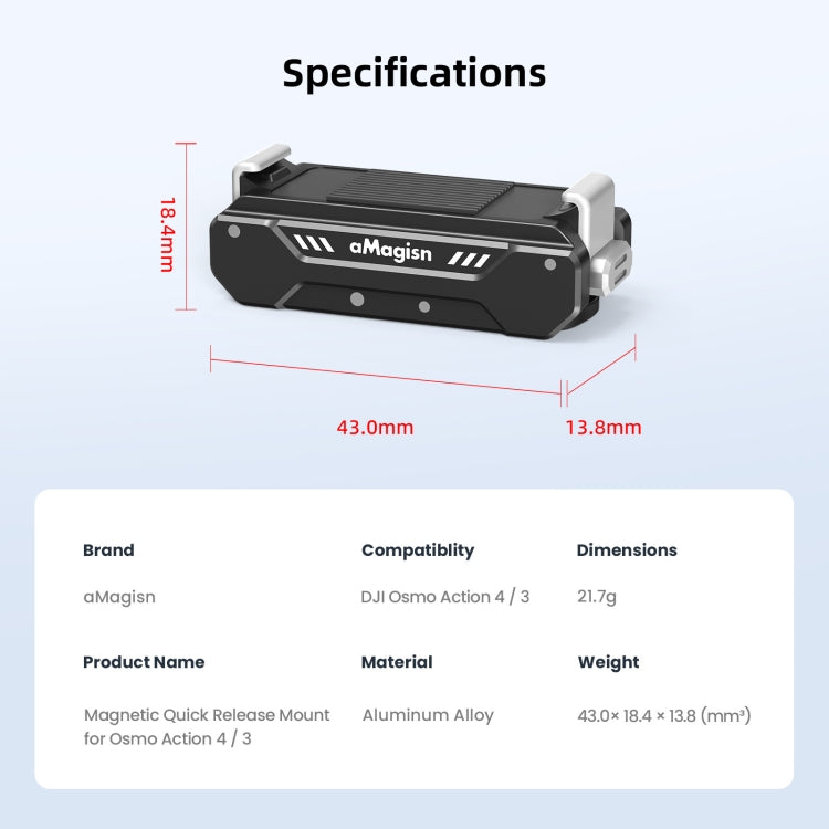 For DJI Osmo Action 4 / 3 aMagisn Magnetic Fast Disassembly Motion Camera Accessories -  by aMagisn | Online Shopping South Africa | PMC Jewellery | Buy Now Pay Later Mobicred