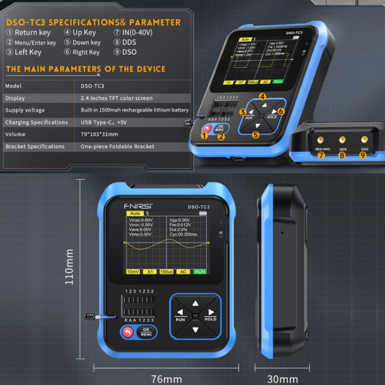 FNIRSI 3 In 1 Handheld Digital Oscilloscope LCR Transistor Tester, Specification: Standard - Digital Multimeter by FNIRSI | Online Shopping South Africa | PMC Jewellery