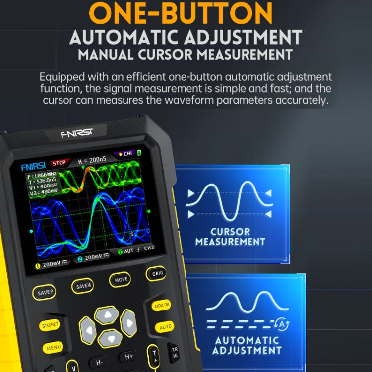 FNIRSI 2 In 1 Small Handheld Fluorescence Digital Dual-Channel Oscilloscope, US Plug(Yellow) - Other Tester Tool by FNIRSI | Online Shopping South Africa | PMC Jewellery | Buy Now Pay Later Mobicred