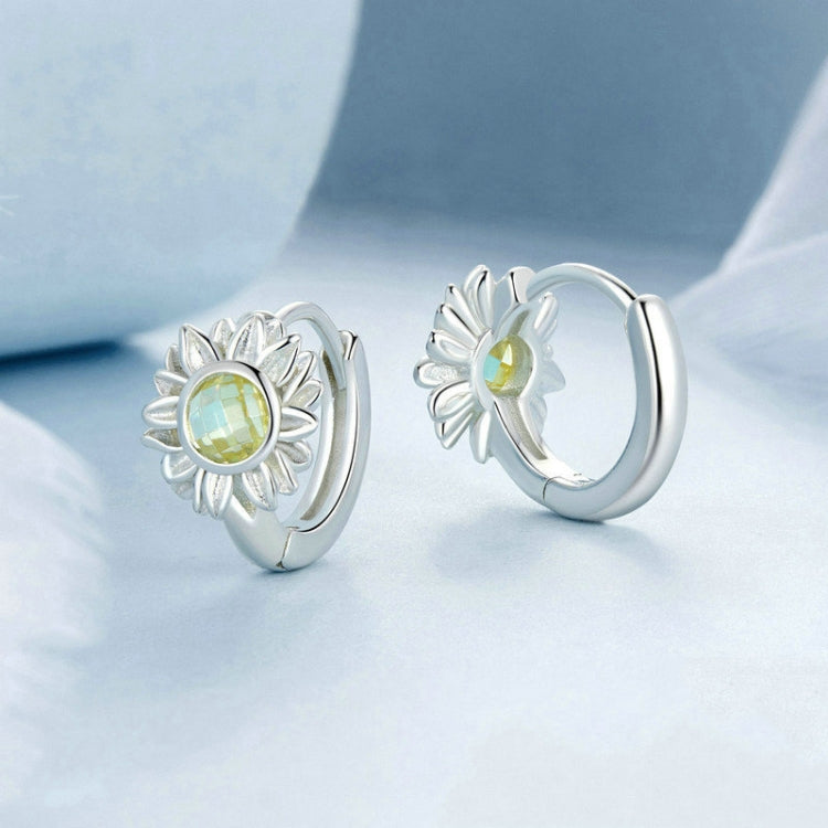 S925 Sterling Silver Women Sunflower Earrings Jewelry(BSE966) - Stud Earrings & Earrings by PMC Jewellery | Online Shopping South Africa | PMC Jewellery