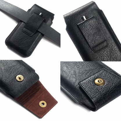 Mobile Phone Leather Waist Bag Holster Pouch M 6.5 Inch Black -  by PMC Jewellery | Online Shopping South Africa | PMC Jewellery | Buy Now Pay Later Mobicred