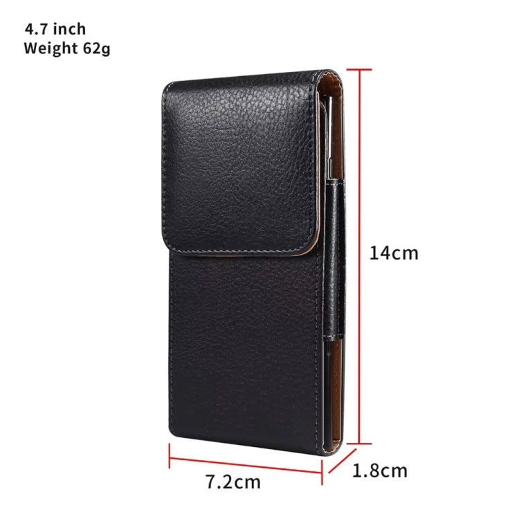 4.7 Inch  Men Vertical Mobile Phone Waist Bag Litchi Pattern Back Clip Buckle Belt Leather Case -  by PMC Jewellery | Online Shopping South Africa | PMC Jewellery | Buy Now Pay Later Mobicred