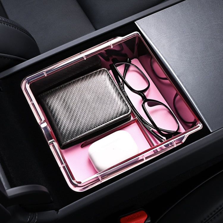 For 2023.9 Tesla Model3 Silicone Double-Layer Storage Box, Color: Pink Central Control - Stowing Tidying by PMC Jewellery | Online Shopping South Africa | PMC Jewellery | Buy Now Pay Later Mobicred