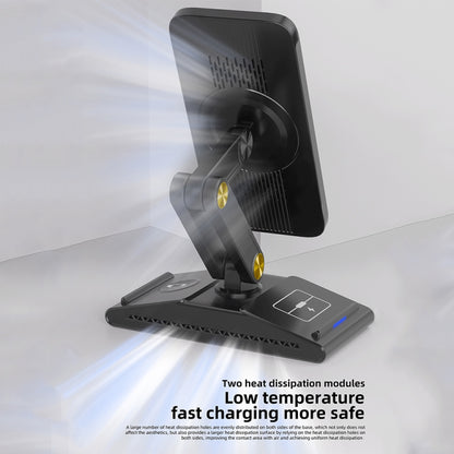 3-In-1 Magsafe Rotating Folding Magnetic Desktop Wireless Charger(Black) - Wireless Charger by PMC Jewellery | Online Shopping South Africa | PMC Jewellery | Buy Now Pay Later Mobicred