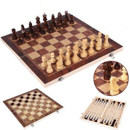 39 x 39cm 3 In 1 Wooden Chess Set Foldable Chess Board For Kids Adults - Table Games by PMC Jewellery | Online Shopping South Africa | PMC Jewellery | Buy Now Pay Later Mobicred