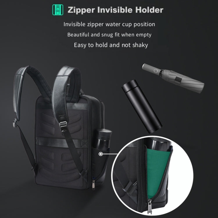 Bopai 61-123311 Large-Capacity First-Layer Cowhide Business Laptop Backpack(Black) - free shipping - PMC Jewellery - Order now!