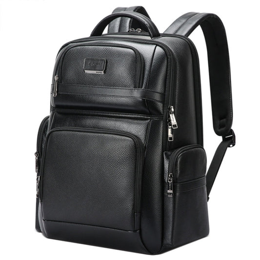 Bopai 61-123291 Large-capacity First-layer Cowhide Laptop Backpack with USB+Type-C Port, Color: Lychee - Backpack by Bopai | Online Shopping South Africa | PMC Jewellery | Buy Now Pay Later Mobicred