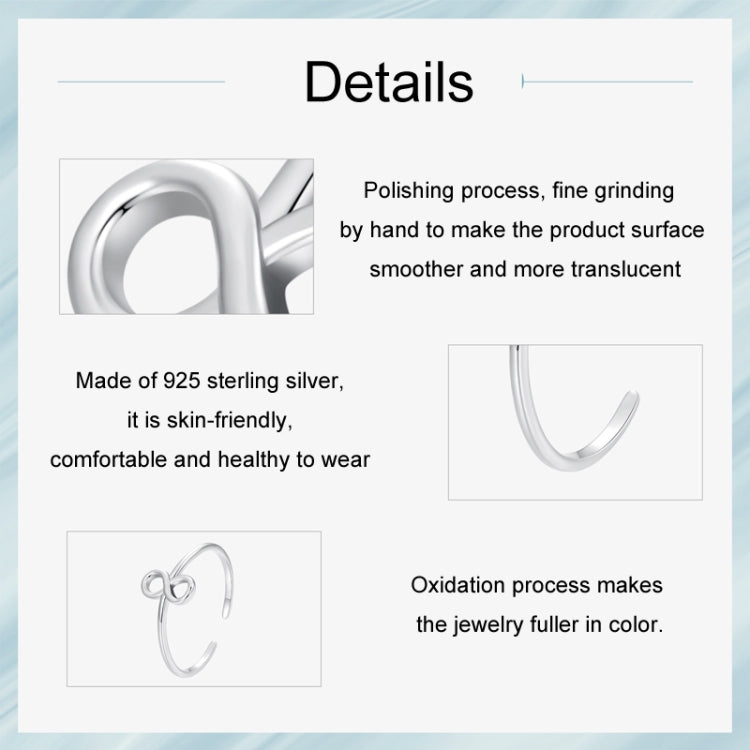 S925 Sterling Silver Infinite Loop Open Adjustable Ring(SCR996-E) - Rings by PMC Jewellery | Online Shopping South Africa | PMC Jewellery