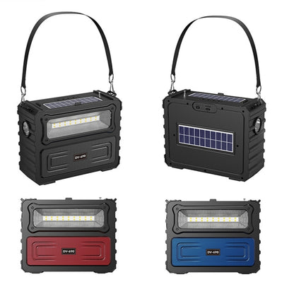 DV-690 Dual LED Light Solar Wireless Bluetooth Speaker Outdoor Camping FM Radio(Black) - Radio Player by PMC Jewellery | Online Shopping South Africa | PMC Jewellery | Buy Now Pay Later Mobicred