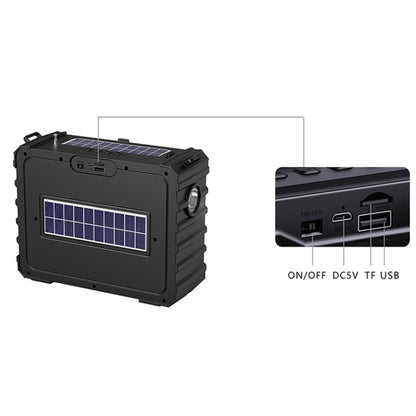 DV-690 Dual LED Light Solar Wireless Bluetooth Speaker Outdoor Camping FM Radio(Black) - Radio Player by PMC Jewellery | Online Shopping South Africa | PMC Jewellery | Buy Now Pay Later Mobicred