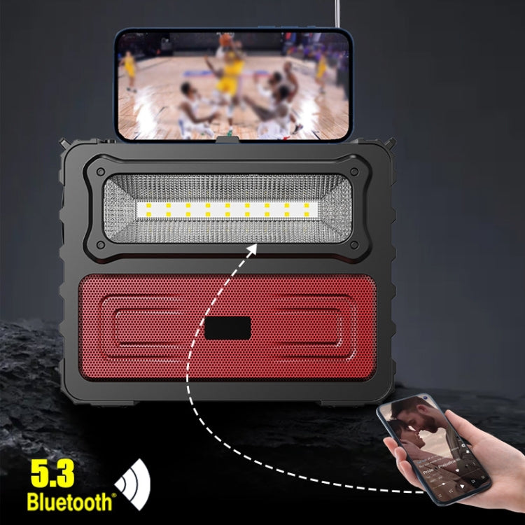 DV-690 Dual LED Light Solar Wireless Bluetooth Speaker Outdoor Camping FM Radio(Red) - Radio Player by PMC Jewellery | Online Shopping South Africa | PMC Jewellery | Buy Now Pay Later Mobicred