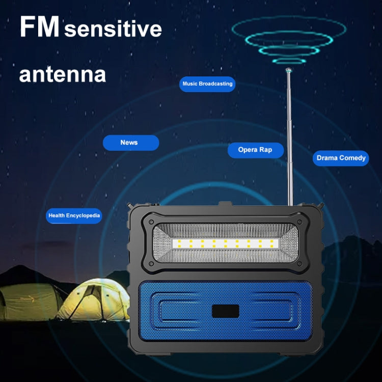 DV-690 Dual LED Light Solar Wireless Bluetooth Speaker Outdoor Camping FM Radio(Black) - Radio Player by PMC Jewellery | Online Shopping South Africa | PMC Jewellery | Buy Now Pay Later Mobicred