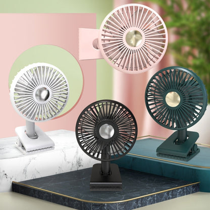 Car Clip-On Rechargeable Electric Oscillating Head Fan With Light(White) - Heating & Fans by PMC Jewellery | Online Shopping South Africa | PMC Jewellery | Buy Now Pay Later Mobicred