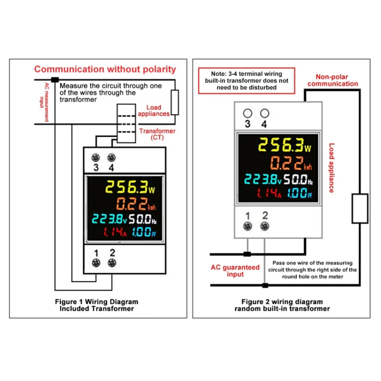 SINOTIMER SDM009 Din Rail Single-Phase Voltage Current Frequency Power Factor Electricity Multifunctional Meter, Model: AC250-450V External - Current & Voltage Tester by SINOTIMER | Online Shopping South Africa | PMC Jewellery | Buy Now Pay Later Mobicred