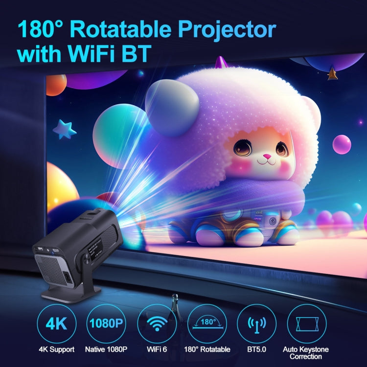 HY320 1080P 390ANSI 4K Android 11 Projector With Wifi 6 Bluetooth 5.0 Support Miracast / Airplay / DLNA US Plug - LED Projector by PMC Jewellery | Online Shopping South Africa | PMC Jewellery