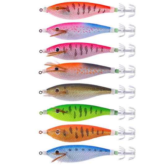 8colors /Set HENGJIA SJ057 Luminous Wooden Shrimp Dummy Bait Squid Hook Hard Bait, Size: 11cm 13.4g - Fishing Lures by HENGJIA | Online Shopping South Africa | PMC Jewellery | Buy Now Pay Later Mobicred