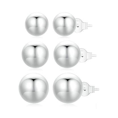 S925 Sterling Silver Platinum Plated Spherical Women Earrings, Size: L - Stud Earrings & Earrings by PMC Jewellery | Online Shopping South Africa | PMC Jewellery