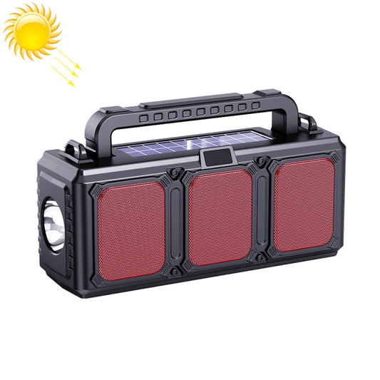 DV-860 Dual-Solar Flashlight Bluetooth Speaker FM Card Radio(Red) - Radio Player by PMC Jewellery | Online Shopping South Africa | PMC Jewellery | Buy Now Pay Later Mobicred