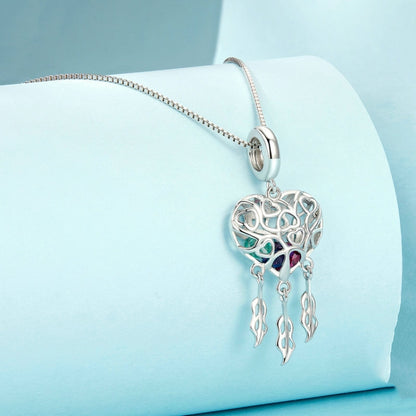 S925 Sterling Silver Platinum-plated Love Tree Of Life Dream Catcher Necklace(SCN519) - Necklaces & Pendants by PMC Jewellery | Online Shopping South Africa | PMC Jewellery