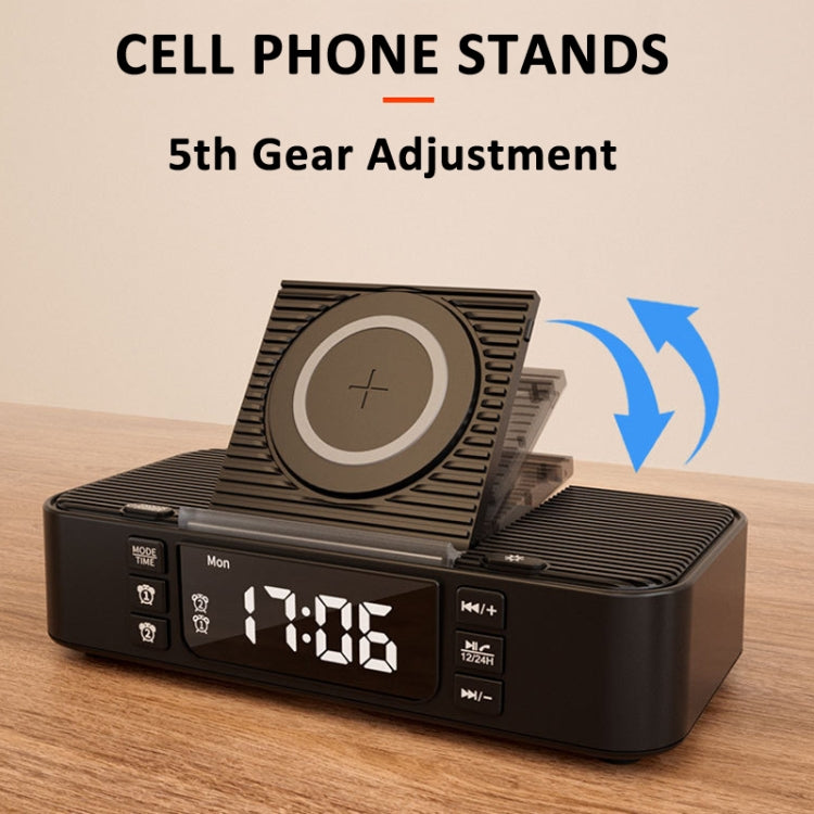 Digital Alarm Clock Wireless Charger Bluetooth Speaker RGB Night Light Cell Phone Stand(Black) - Desktop Speaker by PMC Jewellery | Online Shopping South Africa | PMC Jewellery | Buy Now Pay Later Mobicred