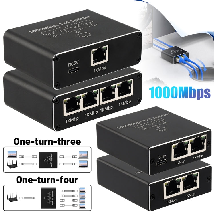 1 To 3 Gigabit Network Splitter Network Sharer RJ45 Network Cable Splitter - Network Hubs by PMC Jewellery | Online Shopping South Africa | PMC Jewellery | Buy Now Pay Later Mobicred