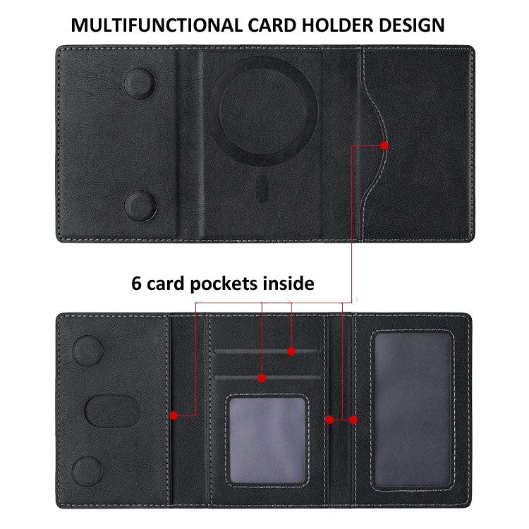 Tri-fold Magnetic Leather Wallet Card Holder for iPhone 15/14/13/12 Series(Black) - Others Accessories by PMC Jewellery | Online Shopping South Africa | PMC Jewellery