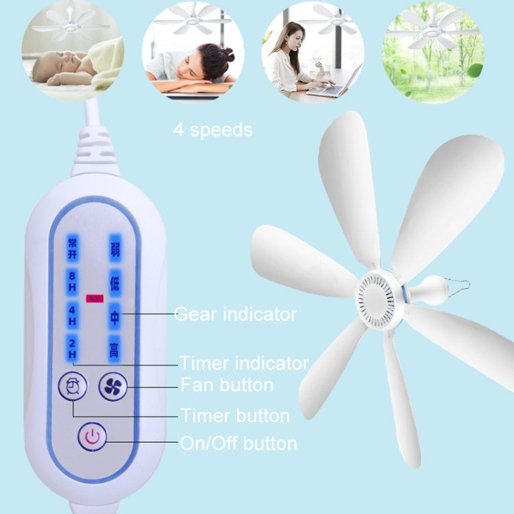 USB Home Dormitory Mute High Wind Power Mini Fan Six Blade Small Ceiling Fan, Style: Fan+Remote Control Speed Control Cord - Electric Fans by PMC Jewellery | Online Shopping South Africa | PMC Jewellery | Buy Now Pay Later Mobicred